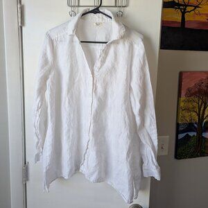 Symple NYC 100% Linen Button Down Long Sleeve Shirt Blouse